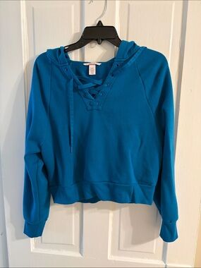 Victoria's Secret Lace-Up Hooded Sweatshirt in Teal